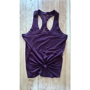 Athleta Womens XS‎ Purple Knot Front Racerback Tank Top Mesh Back Activewear